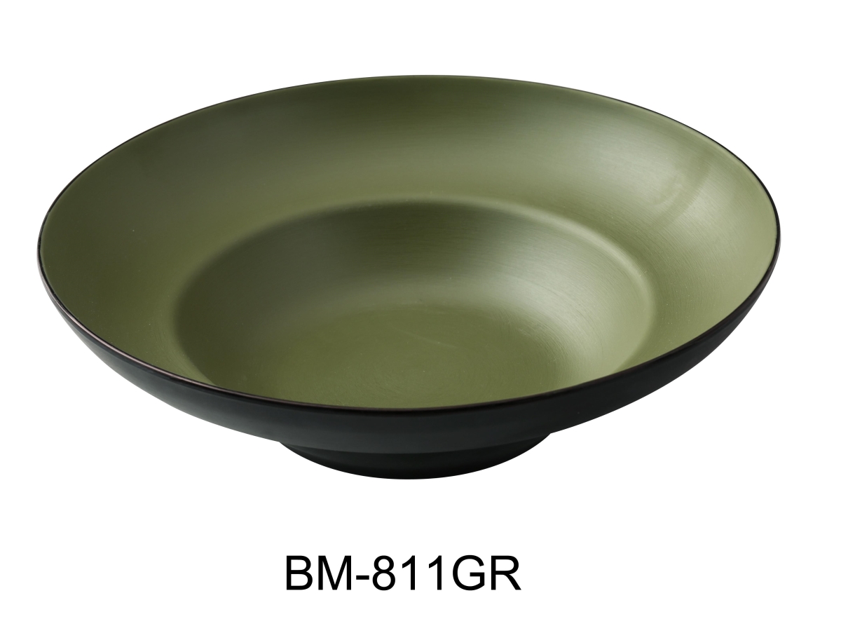Picture of Yanco BM-811GR Birmingham 11.125 x 7 x 3.25 in. Deep Mediterranean Bowl, Gray & Green Color - 20 oz - Melamine - Pack of 12