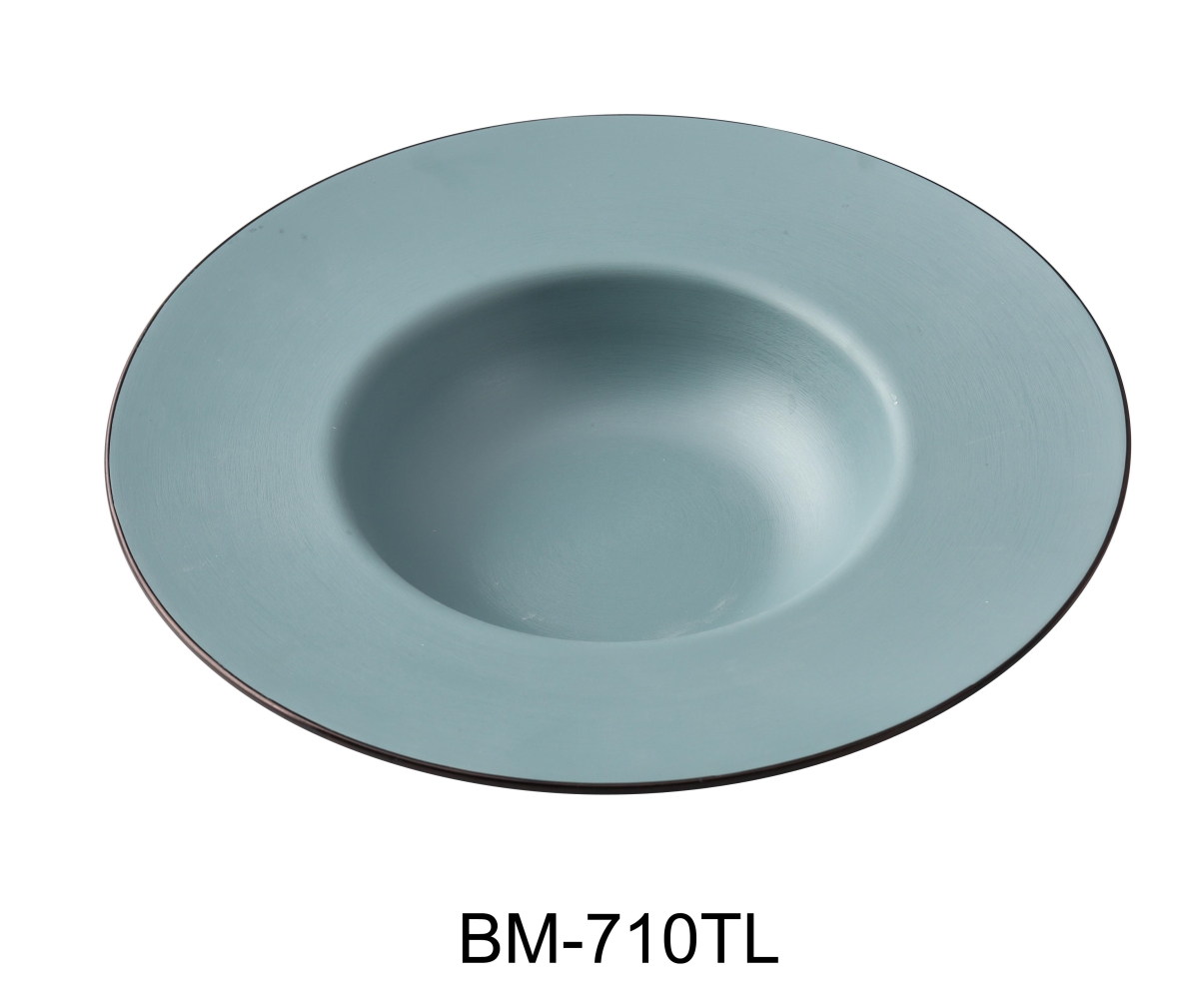 Picture of Yanco BM-710TL Birmingham 9.25 x 5 x 1.875 in. Dessert Plate, Gray & Teal Color - 10 oz - Melamine - Pack of 24