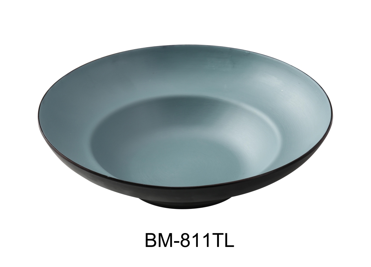 Picture of Yanco BM-811TL Birmingham 11.125 x 7 x 3.25 in. Deep Mediterranean Bowl, Gray & Teal Color - 20 oz - Melamine - Pack of 12