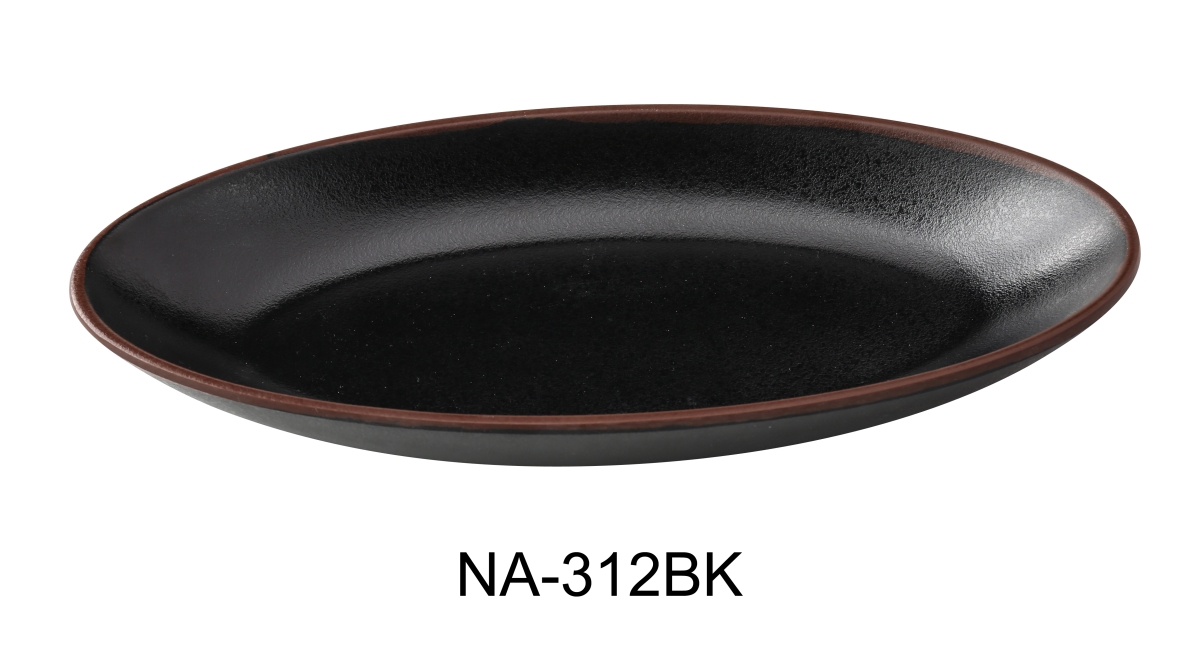 Picture of Yanco NA-312BK Nature Art 12.5 x 6.25 x 2 in. Deep Oval Plate, Black - Melamine - Pack of 12