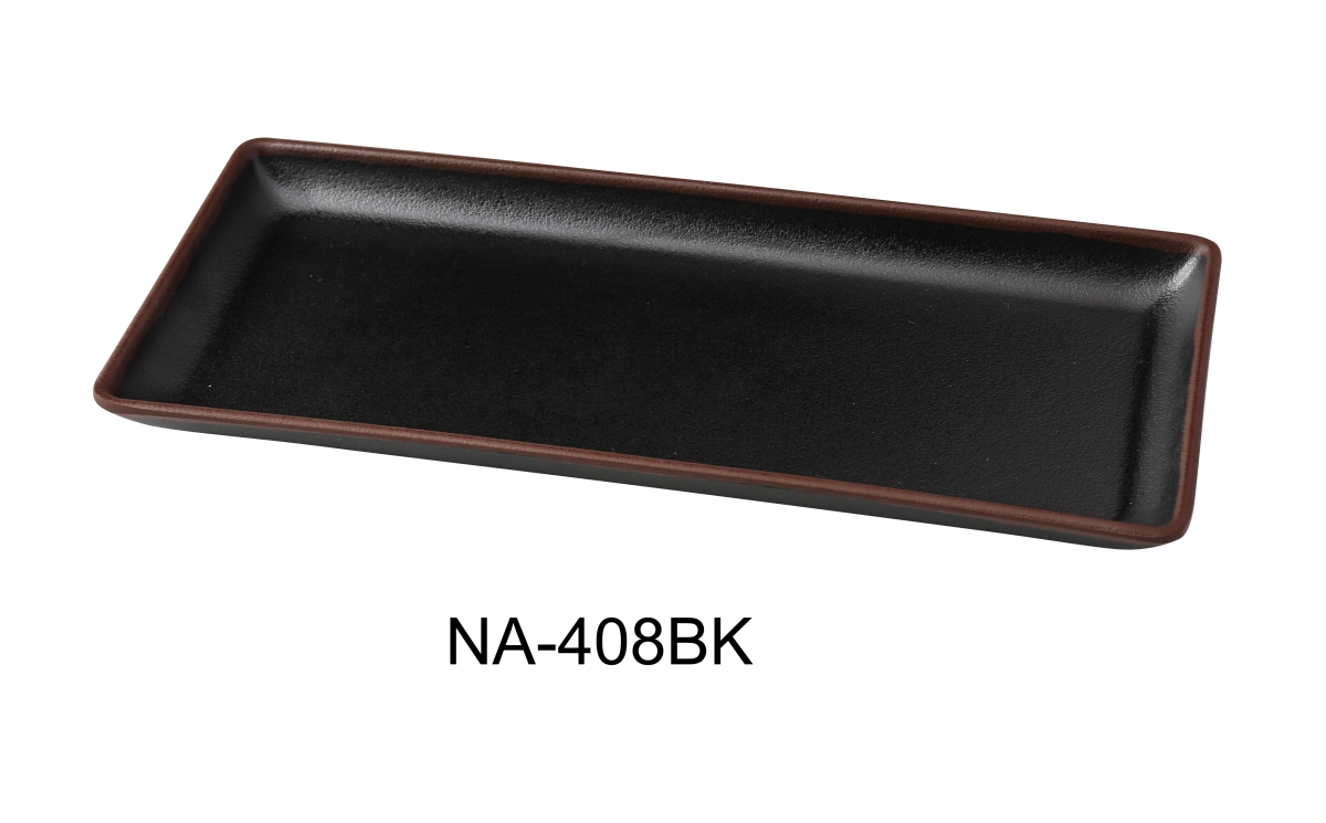 Picture of Yanco NA-408BK Nature Art 8.5 x 3.75 x 0.5 in. Rectangular Plate, Black - Melamine - Pack of 48