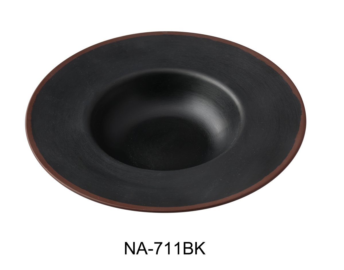 Picture of Yanco NA-711BK Nature Art 11.5 x 6 x 2.75 in. Dessert Plate&#44; Black - 16 oz - Melamine - Pack of 12