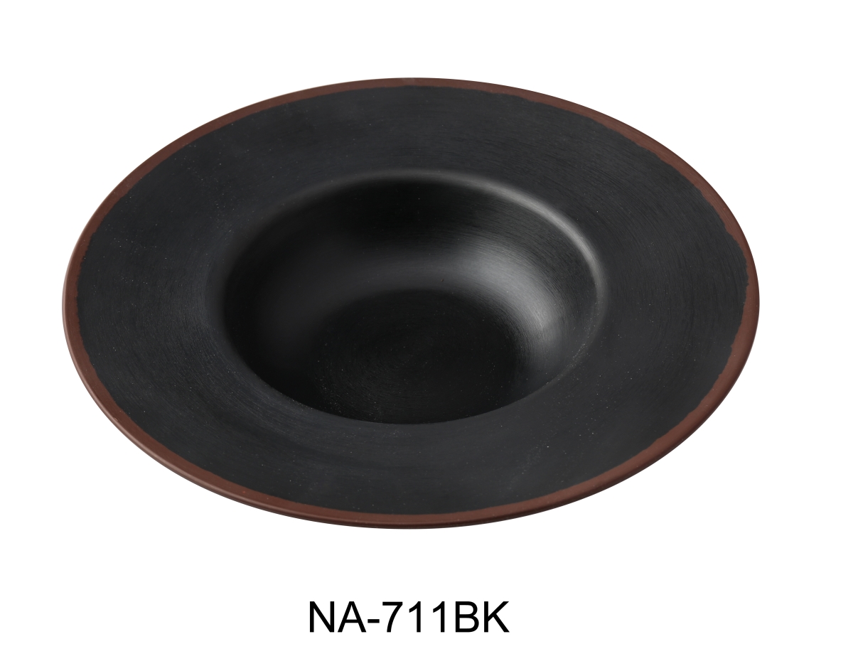 Picture of Yanco NA-711BK Nature Art 11.5 x 6 x 2.75 in. Dessert Plate, Black - 16 oz - Melamine - Pack of 12