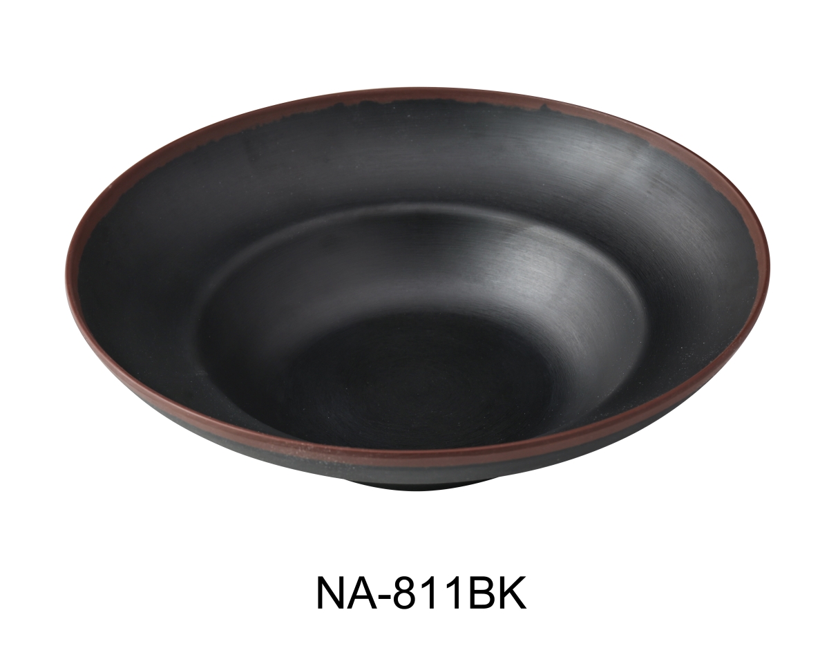 Picture of Yanco NA-811BK Nature Art 11.125 x 7 x 3.25 in. Deep Mediterranean Bowl&#44; Black - 20 oz - Melamine - Pack of 12