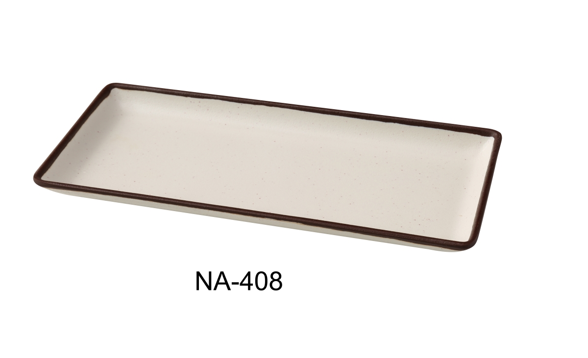 Picture of Yanco NA-408 Nature Art 8.5 x 3.75 x 0.5 in. Rectangular Plate, White & Black - Pack of 48