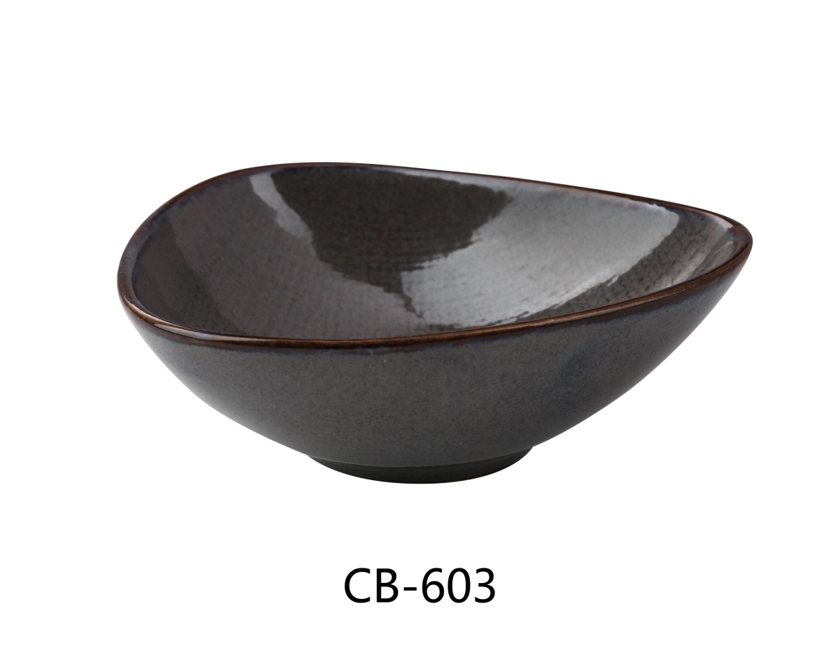 Picture of Yanco CB-603 Cowboy 4.75 x 4.375 x 1.625 in. Triangle Sauce Bowl, Brown - 5 oz - China - Pack of 48