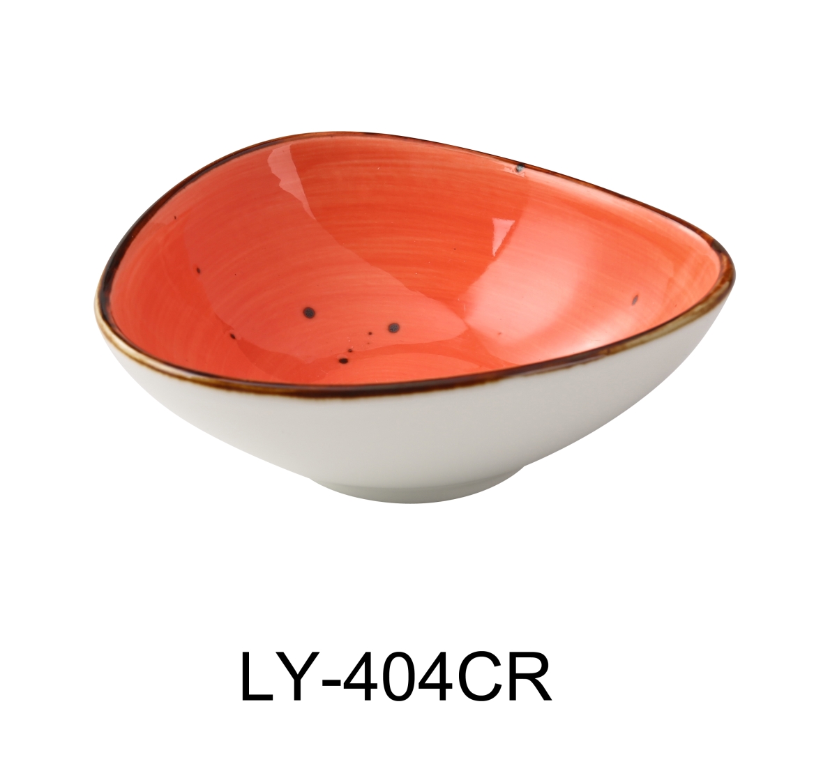 Picture of Yanco LY-404CR Lyon 4.75 in. Triangle Sauce Bowl, Coral - 5 oz - Reactive Glaze - Pack of 36