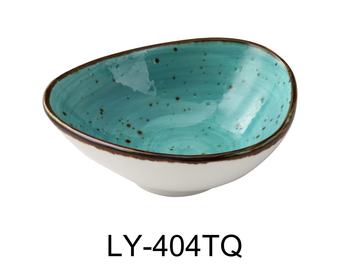 Picture of Yanco LY-404TQ Lyon 4.75 in. Triangle Sauce Bowl, Turquoise - 5 oz - Reactive Glaze - Pack of 36