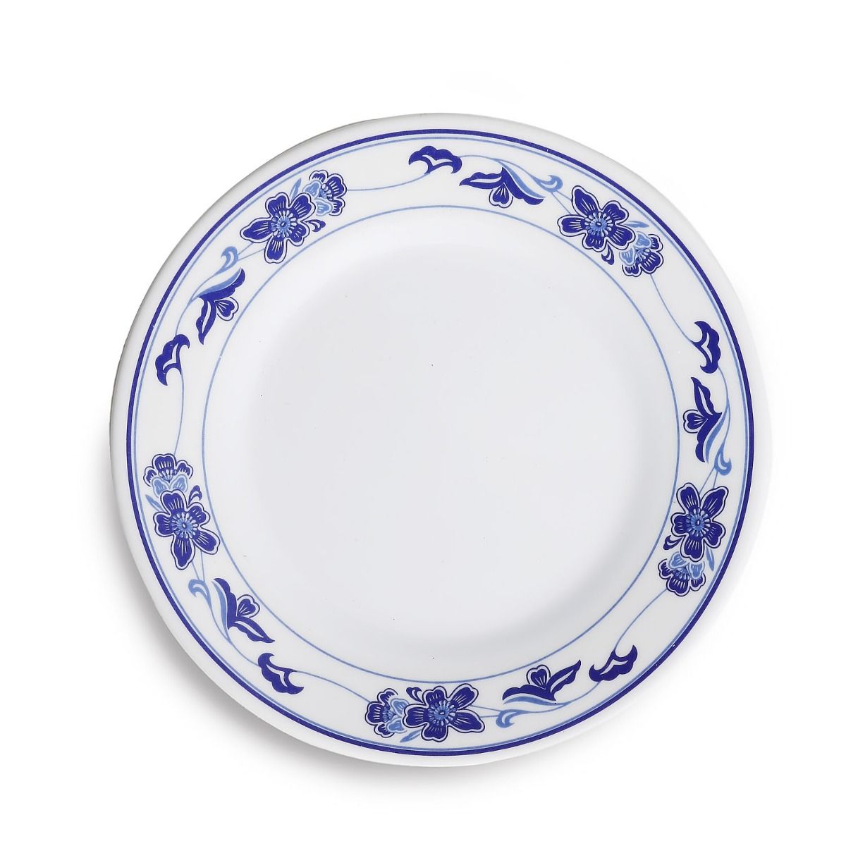 Picture of Yanco PO-1014 Peony Melamine 14 in. Round Plate - White & Blue