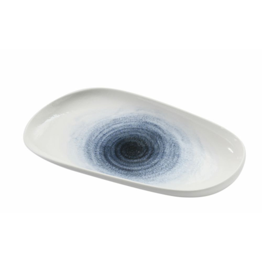 Picture of Yanco UN-413 Universe Chinaware 13.50 x 7.50 x 1.50 in. Deep Oval Plate - White & Blue