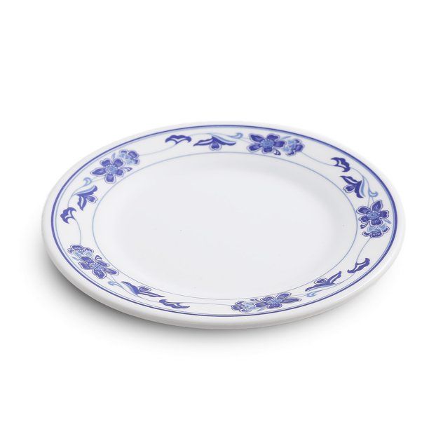 Picture of Yanco PO-1016 Peony Melamine 16 in. Round Plate - White & Blue