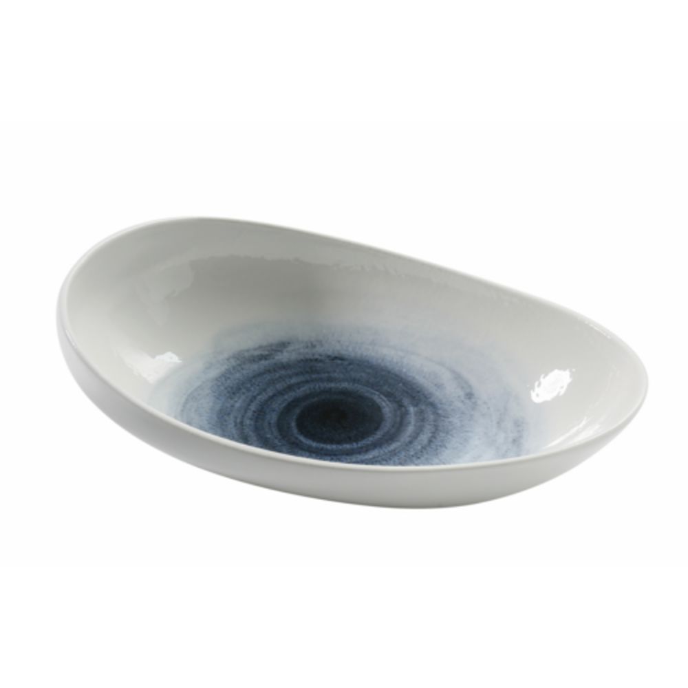 Picture of Yanco UN-411 Universe Chinaware 11.50 x 7.50 x 3 in. Boat Shape Plate - White & Blue