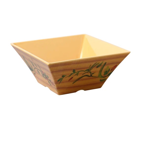 Picture of Yanco International OL-4106 6 x 3 in. Olive Square Bowl, Yellow & Orange - 26 oz