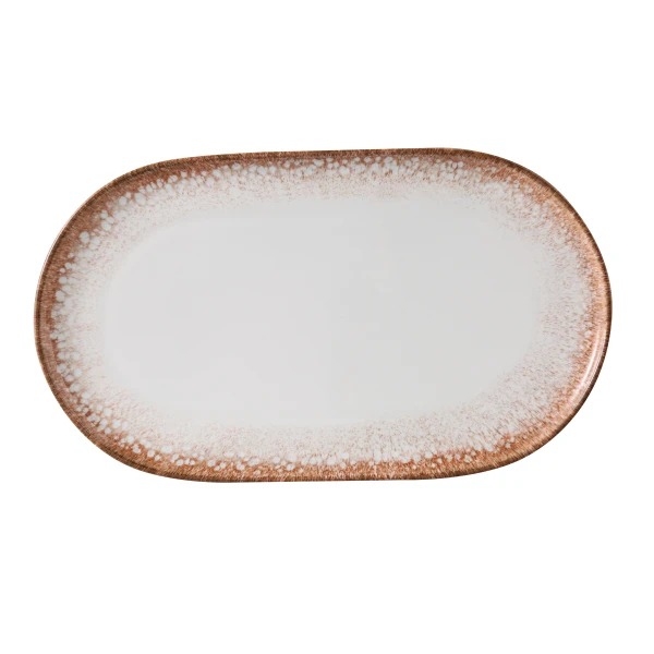Picture of Yanco International PR-215 15.5 x 9 x 1 in. Porto Coupe Oval Plate, White & Brown