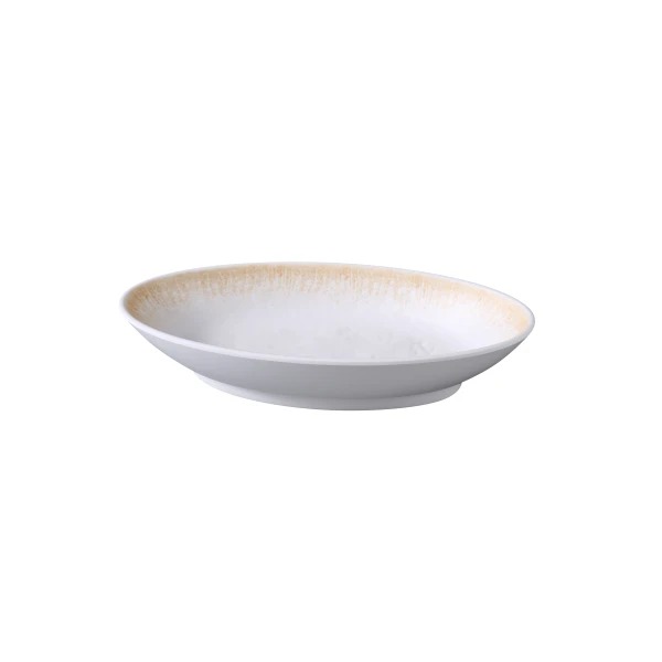 Picture of Yanco International OP-808 8 x 4.75 x 1.5 in. Optimum Deep Oval Bowl, White & Brown - 10 oz