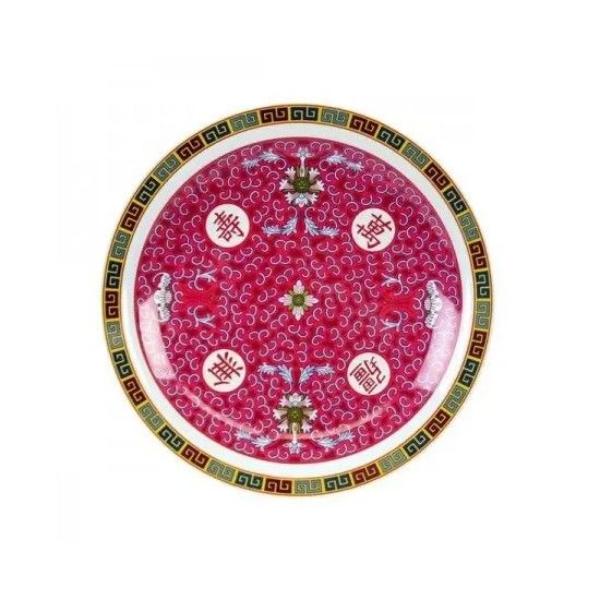 Picture of Yanco International LG-1016 16 in. Melamine Round Plate with Chinese Style, Red & White