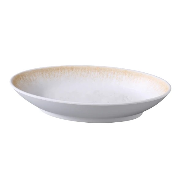 Picture of Yanco International OP-812 12 x 6.5 x 2.25 in. Optimum Deep Oval Bowl, White & Brown - 30 oz