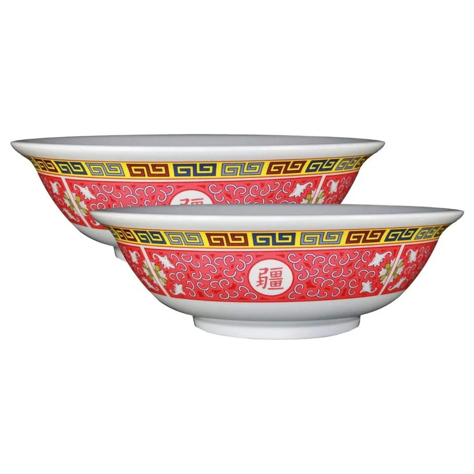 Picture of Yanco International LG-5085 9.75 in. Melamine Bowl with Chinese Style, Red & White - 82 Oz