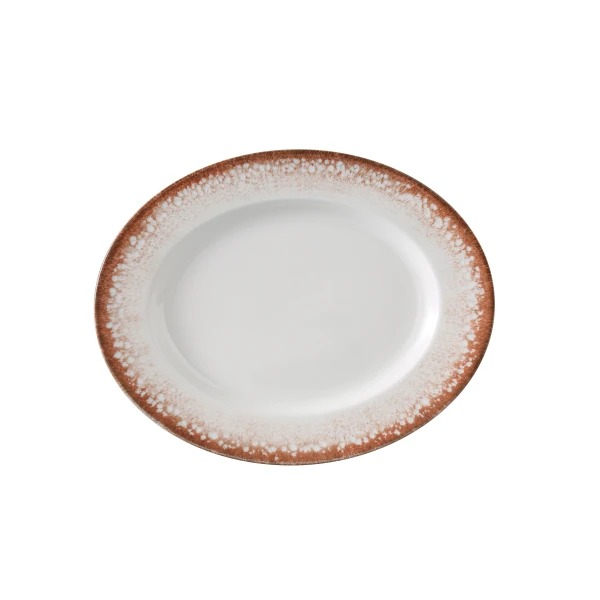Picture of Yanco International PR-210 10 x 7.87 x 1 in. Porto Oval Plate - White & Brown