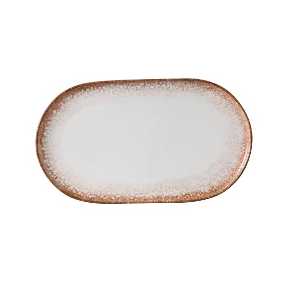Picture of Yanco International PR-214 13.62 x 7.87 x 0.87 in. Porto Coupe Oval Plate - White & Brown
