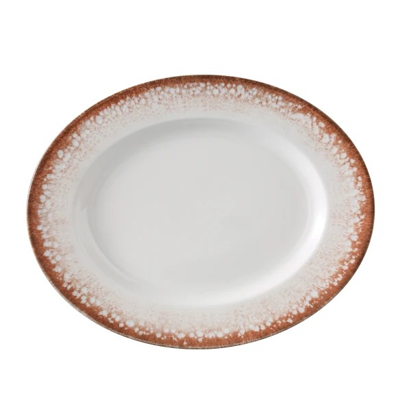 Picture of Yanco International PR-213 12.87 x 10.12 x 1.12 in. Porto Oval Plate, White & Brown