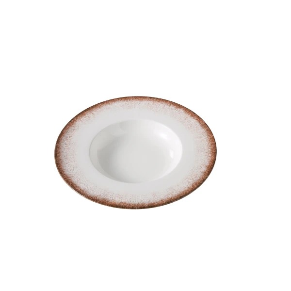Picture of Yanco International PR-411 11.25 x 1.87 in. Porto Pasta Bowl, White & Brown - 12 oz