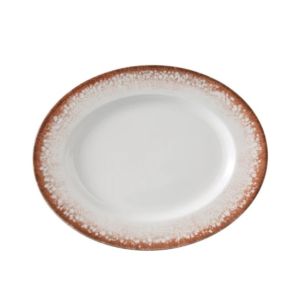 Picture of Yanco International PR-212 12 x 9.5 x 1 in. Porto Oval Plate, White & Brown