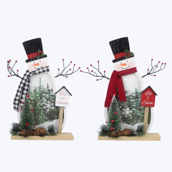 Picture of Youngs 91580 Wood Snowman Tabletop Figurines with Design, Assorted Color - 2 Piece