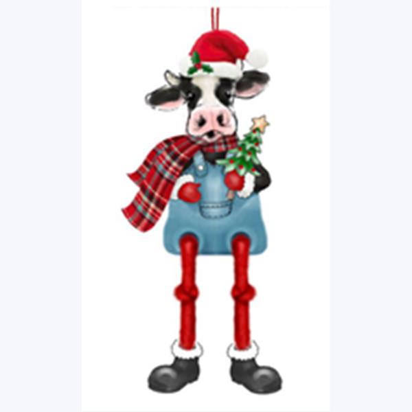 Picture of Youngs 91817 Resin Christmas Cow Shelf Sitter