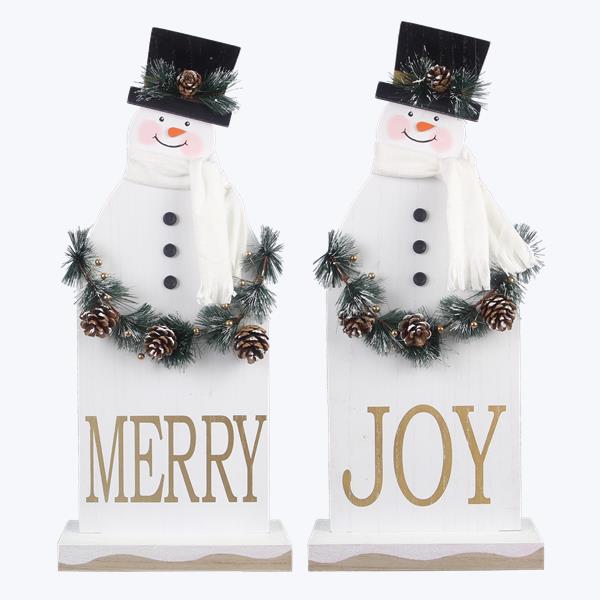 Picture of Youngs 91868 Wood Christmas Snowman Tabletop Figurine, Assorted Color - 2 Piece