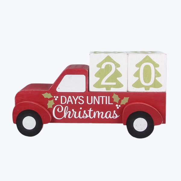 Picture of Youngs 91936 Wood Red Truck Christmas Countdown Calendar