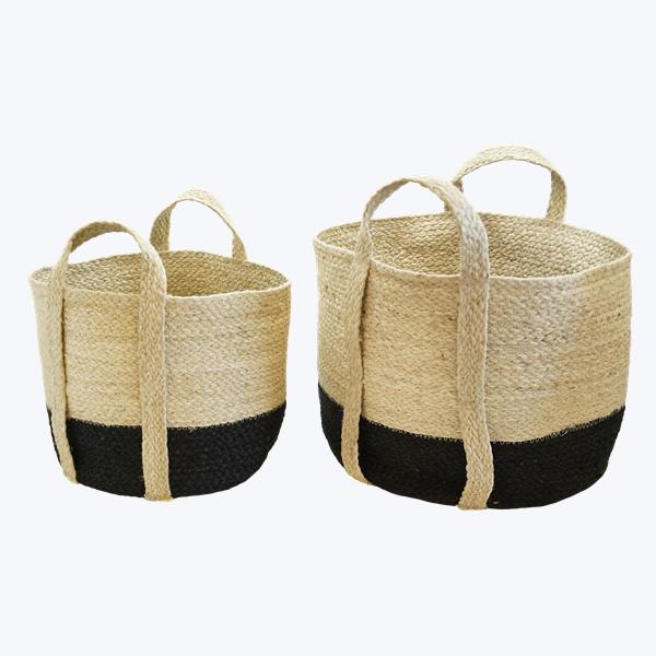 Picture of Youngs 11452 Braided Jute Basket with Handles - Set of 2