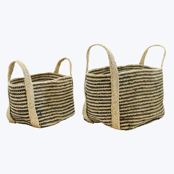 Picture of Youngs 11454 Braided Jute Basket with Handles - Set of 2