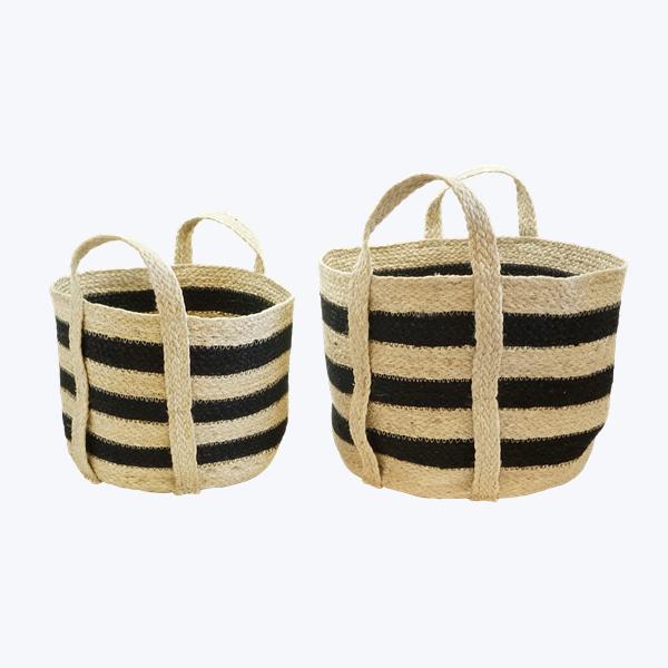 Picture of Youngs 11455 Braided Jute Basket with Handles - Set of 2