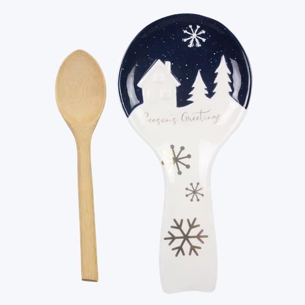 Picture of Youngs 92543 Ceramic Winter Solstice Spoon Rest with Spoon