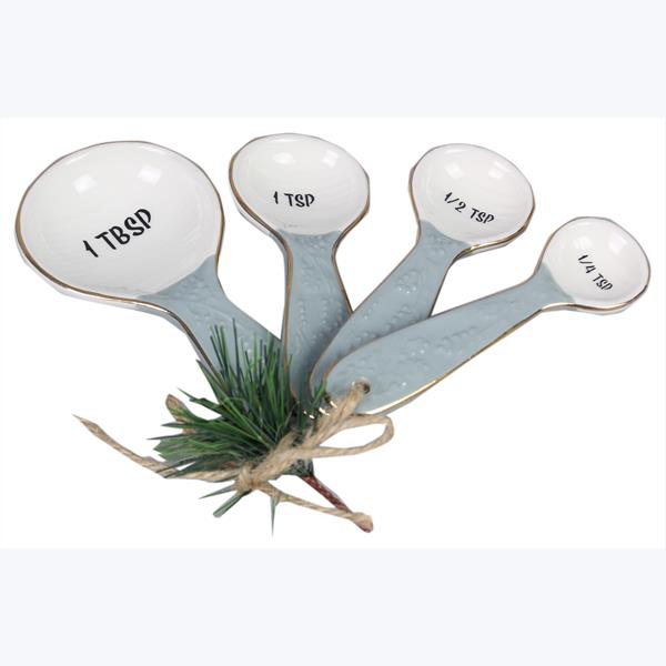 Picture of Youngs 92565 Ceramic White Winter Measuring Spoon Set - 4 Piece