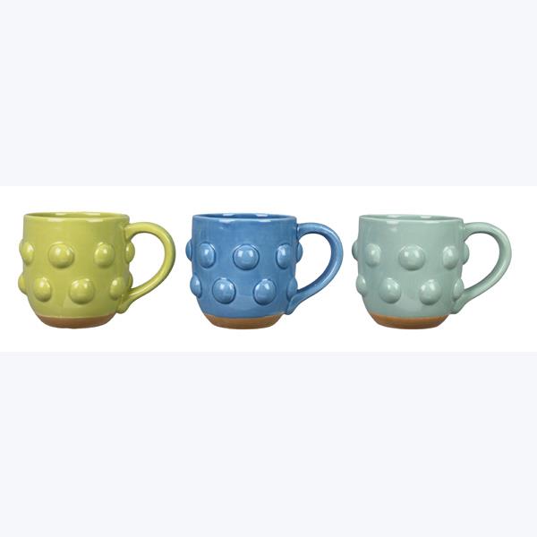 Picture of Youngs 12055 16 oz Ceramic Large Hobnail Mug&#44; Assorted Style - Set of 3