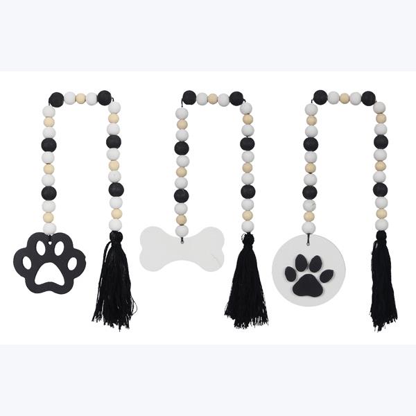 Picture of Youngs 12487 18 in. Wood Blessing Bead String with Pet Paw Design, Assorted Style - Set of 3