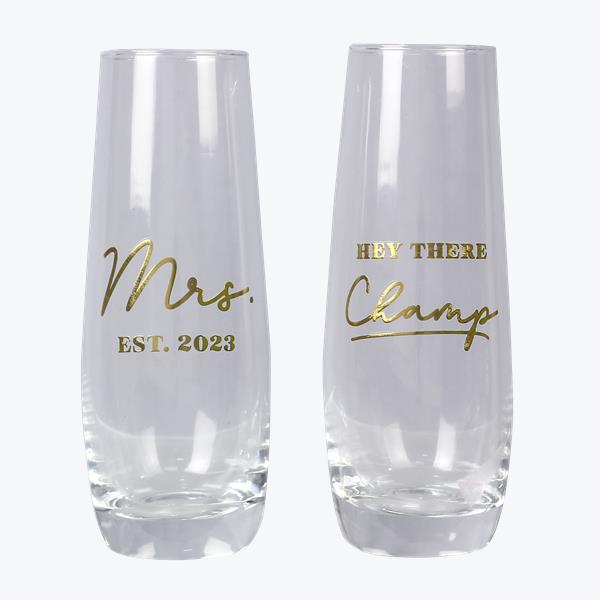 Picture of Youngs 12677 Mrs 2023 Champ & Hey Champ Flute Glass&#44; 2 Assorted Color