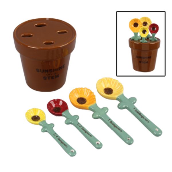 Picture of Youngs 58520 Ceramic Sunflower Measuring Cups Set