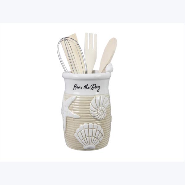 Picture of Youngs 61507 Ceramic Beach Boho Shell Design Tool Holder with 4 Tools