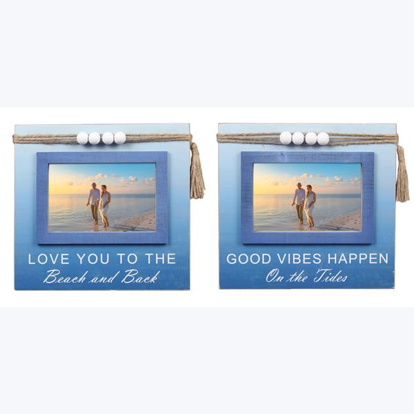 62350 4 x 6 in. Wood Nautical Picture Frame TableTop Sign, 2 Assorted Color -  Youngs