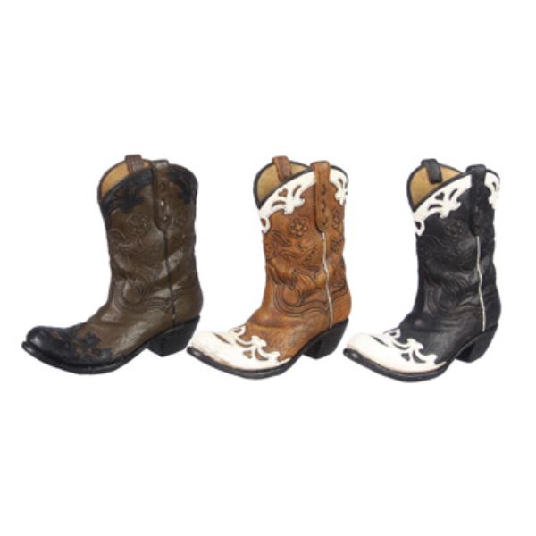 Picture of Youngs 20424 Resin Cowboy Mini Boots&#44; Assorted Color - 3 Piece