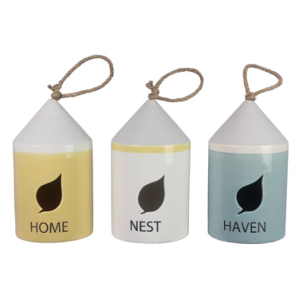 Picture of Youngs 71250 Ceramic Bird Houses, Assorted Color - 3 Piece