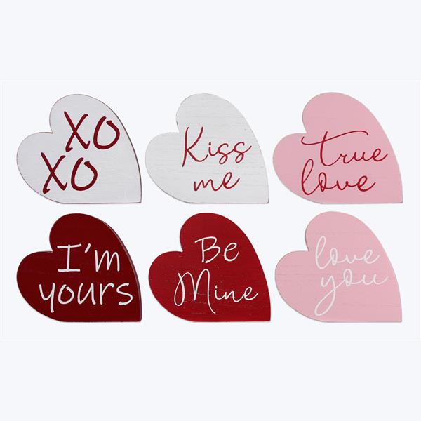72172 Wood Valentine Heart Shaped Tabletop Signs, Assorted Color - 6 Piece -  Youngs