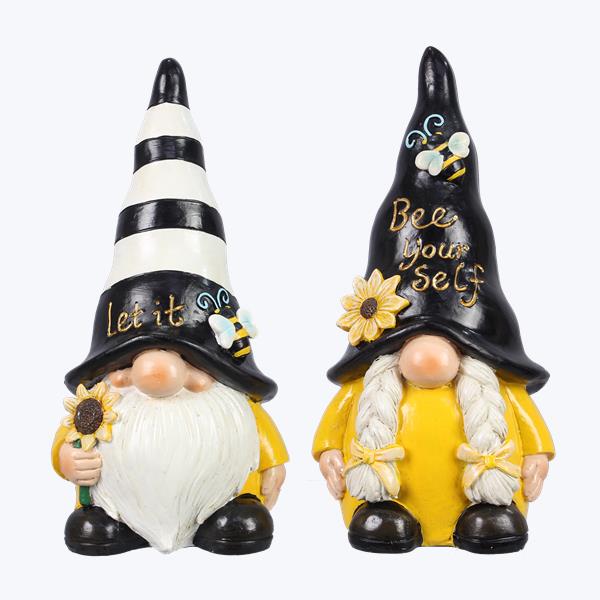 Picture of Youngs 72367 Resin Bee Gnome, Assorted Style - Set of 2