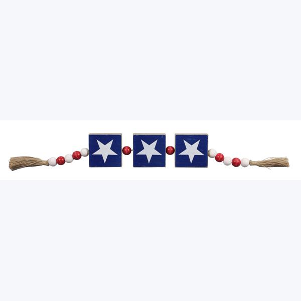 Picture of Youngs 73109 Wood 4th of July Start Blocks with Blessing Beads - Wood & MDF