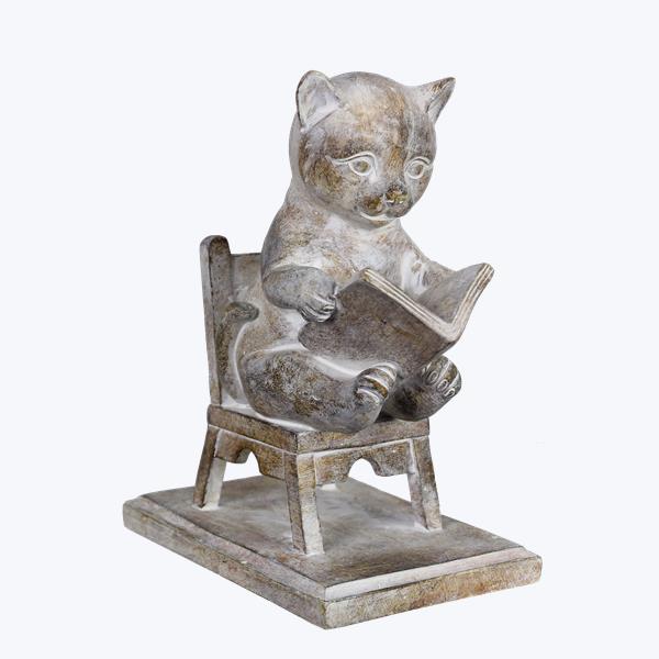 Picture of Youngs 21561 Resin Cat Readingon High Chair Figurine