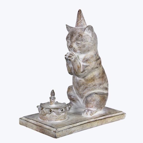 Picture of Youngs 21565 Resin Birthday Cat Figurine
