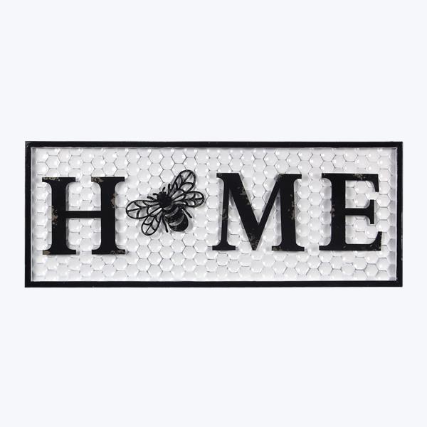 74001 Metal Honeycomb Backed Bee Home Sign -  Youngs